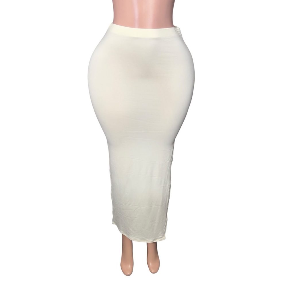 Women’s Cream Maxi Skirt - Sleek High-Waist Design